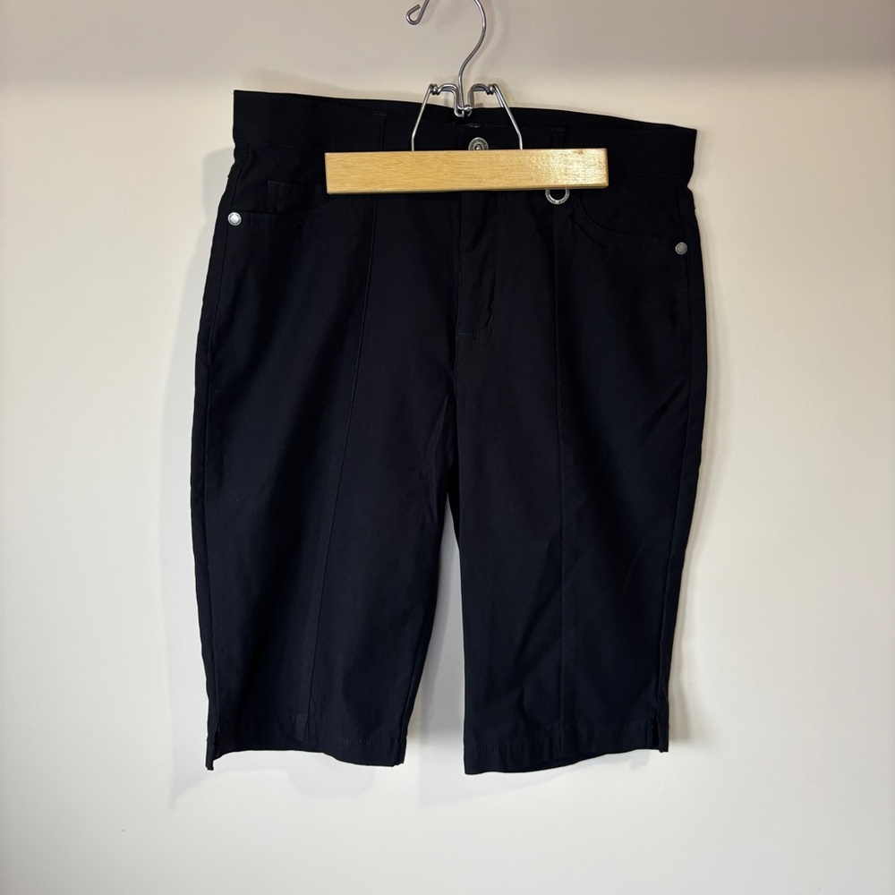 Simon Chang Denim Women’s Black Bermuda Shorts Fitted Casual or Dress Up